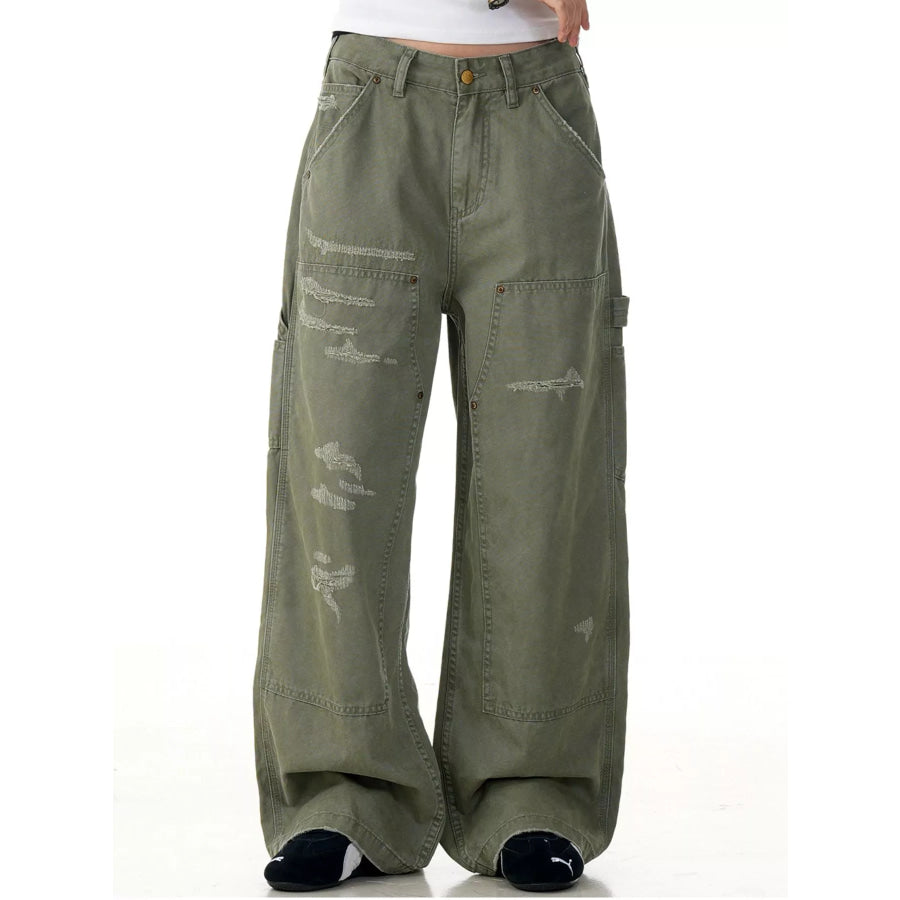 Men’s Distressed Wide-Leg Carpenter Pants Sage / S Apparel and Accessories