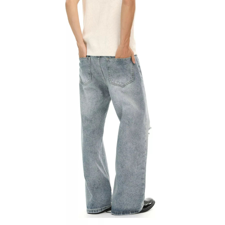 Men’s Distressed Wide-Leg Jeans Apparel and Accessories