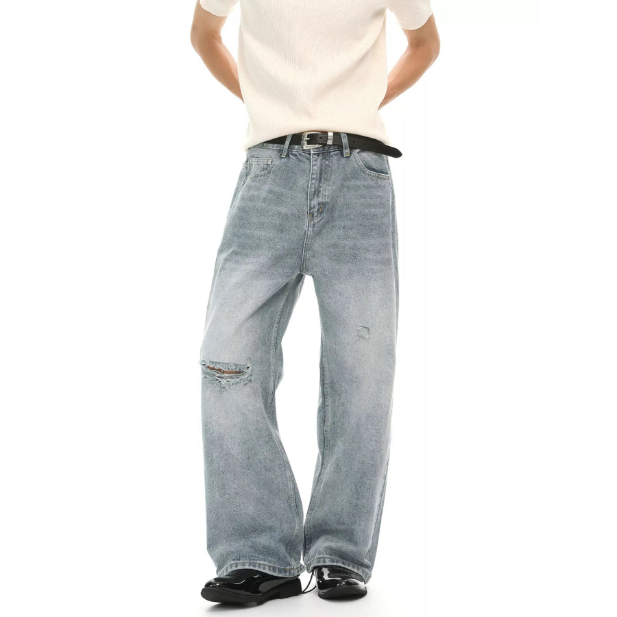 Men’s Distressed Wide-Leg Jeans Apparel and Accessories