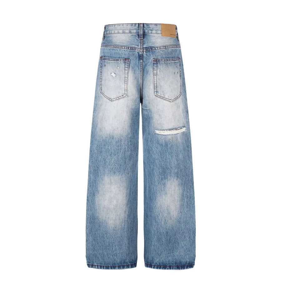 Men’s Distressed Wide-Leg Jeans Apparel and Accessories