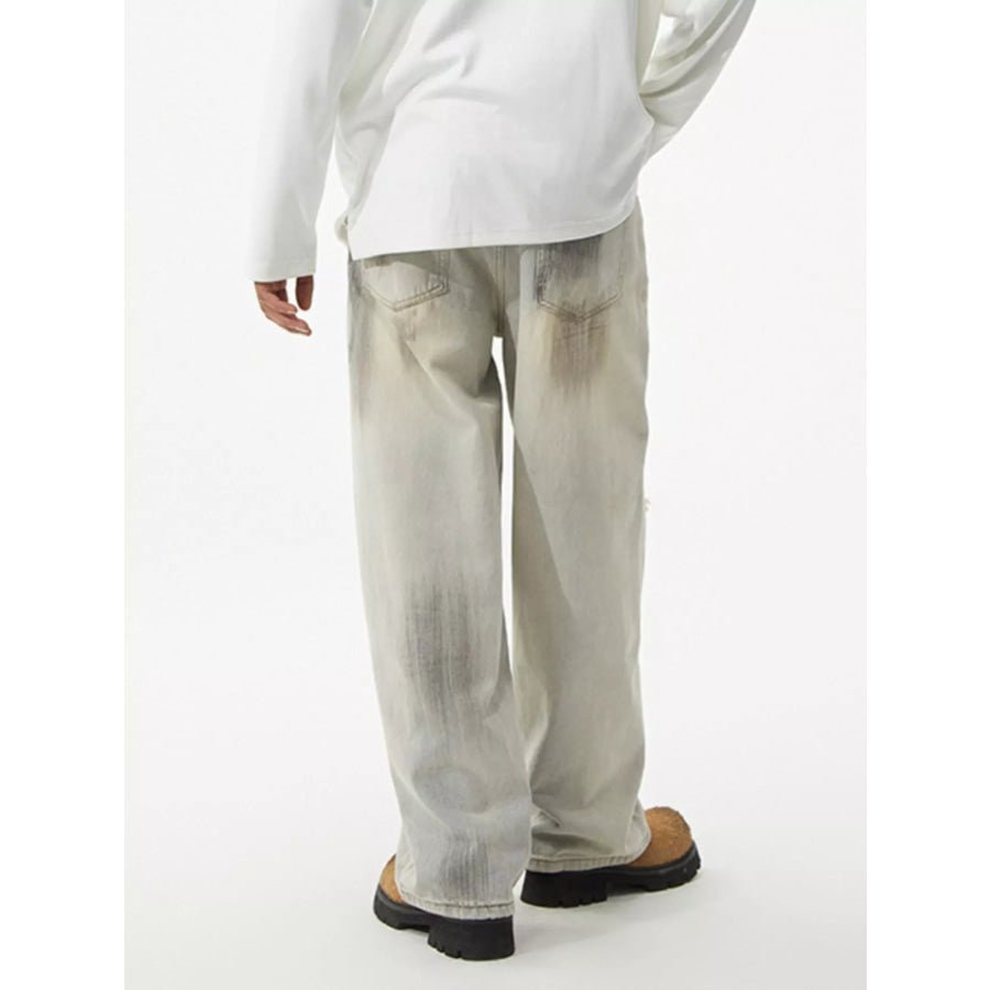Men’s Distressed Wide Leg Jeans Apparel and Accessories