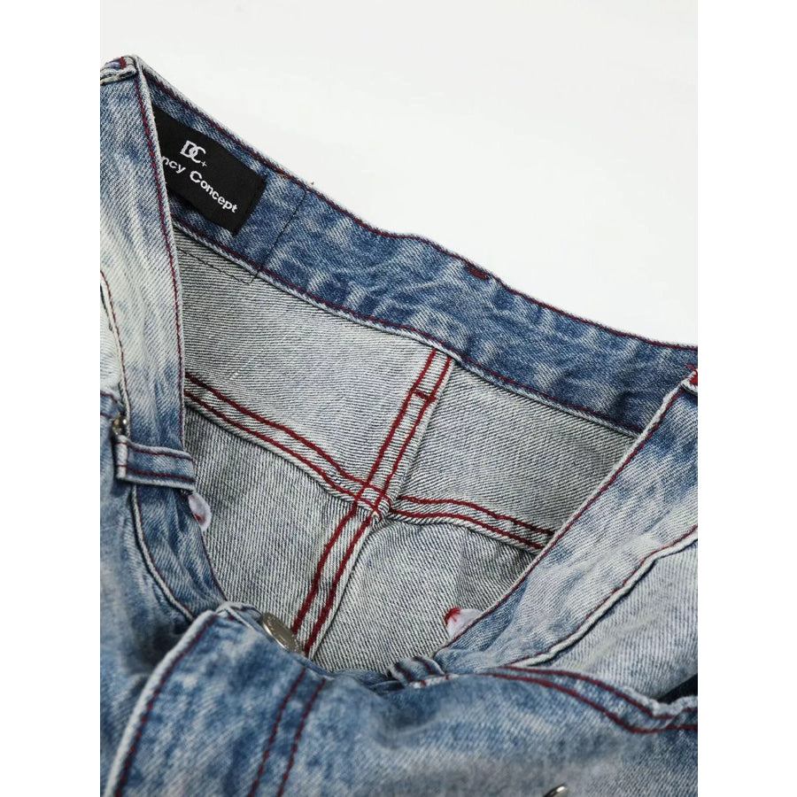 Men’s Distressed Wide-Leg Jeans Apparel and Accessories