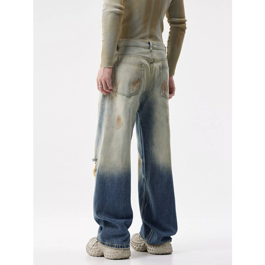 Men’s Distressed Wide-Leg Jeans Apparel and Accessories
