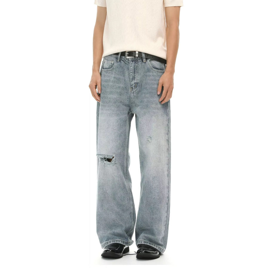 Men’s Distressed Wide-Leg Jeans Apparel and Accessories