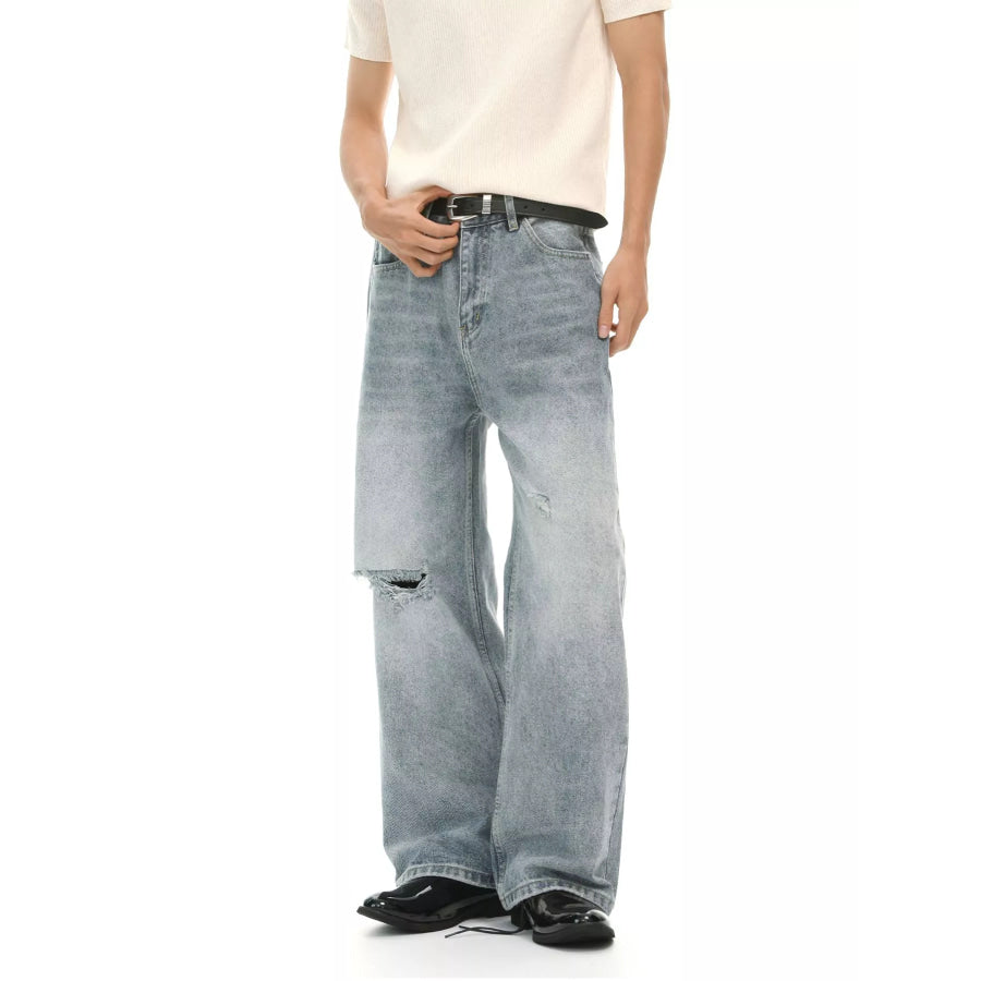 Men’s Distressed Wide-Leg Jeans Apparel and Accessories