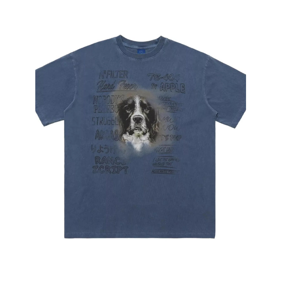 Men’s Dog Graphic Short Sleeve Oversized T-Shirt Apparel and Accessories