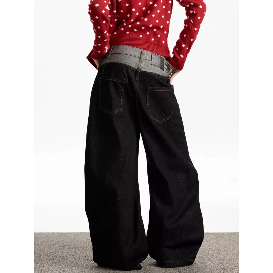 Men’s Double Waist Wide Leg Jeans Apparel and Accessories