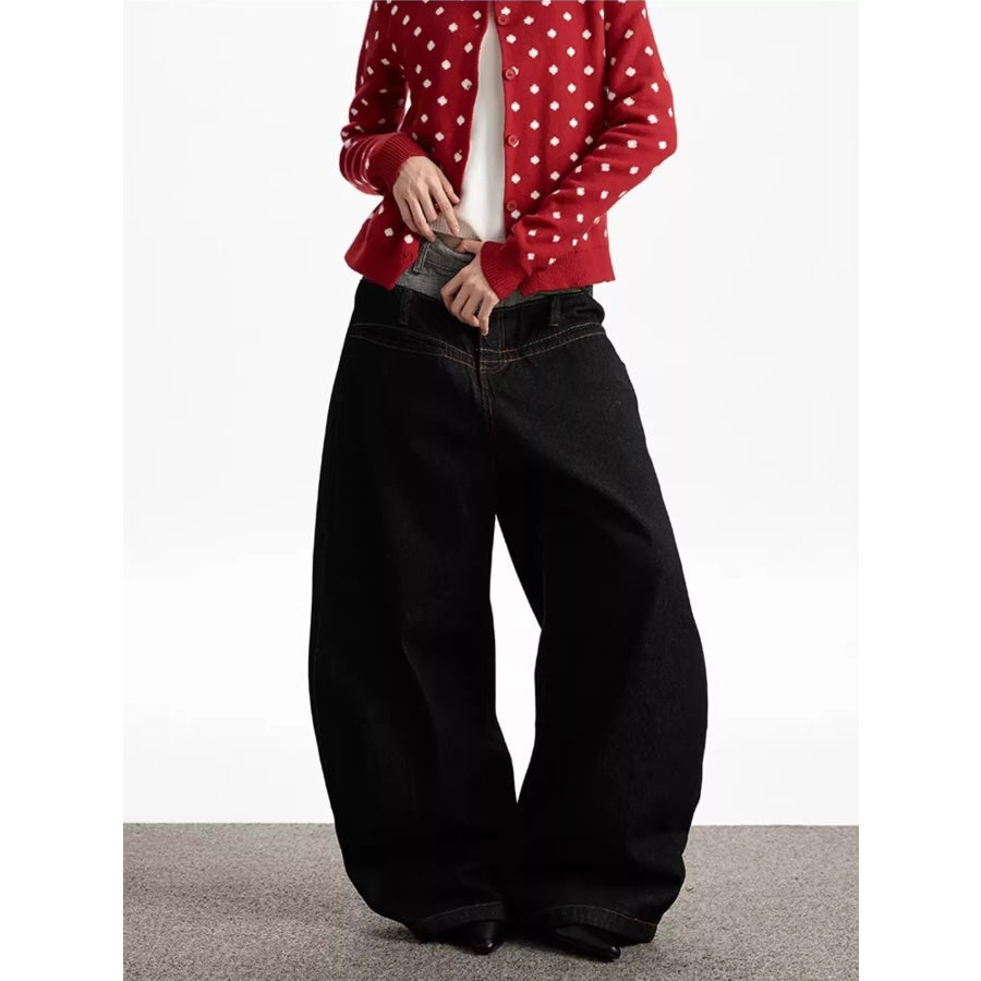 Men’s Double Waist Wide Leg Jeans Apparel and Accessories