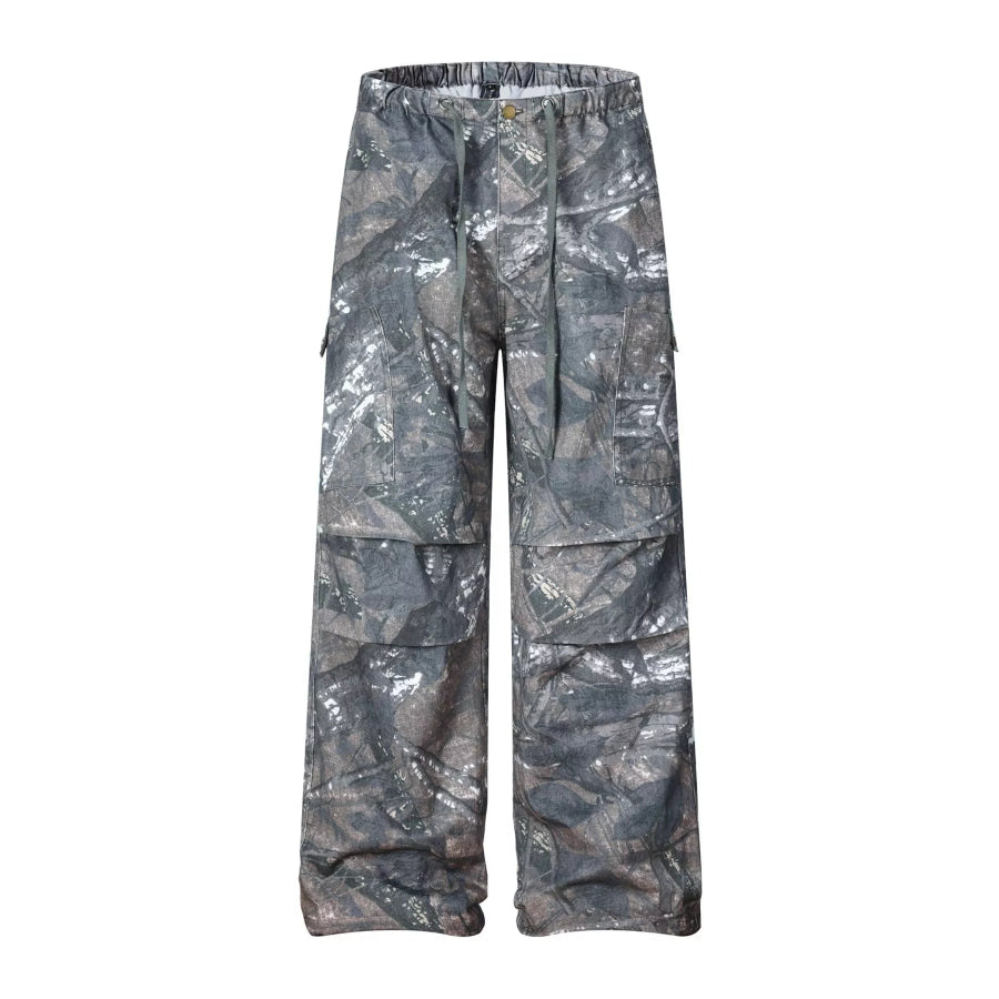 Men’s Drawstring Camouflage Cargo Pants Blue / S Apparel and Accessories