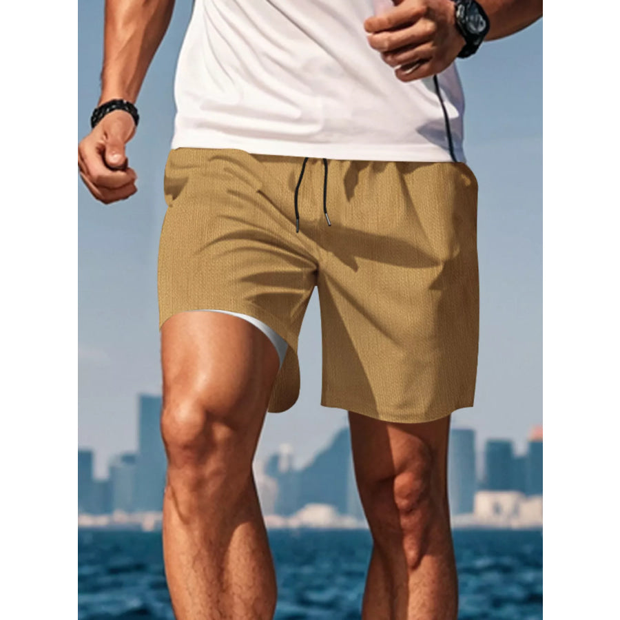 Men’s Drawstring Causal Shorts Mustard / S Apparel and Accessories