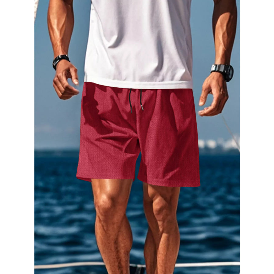 Men’s Drawstring Causal Shorts Red / S Apparel and Accessories