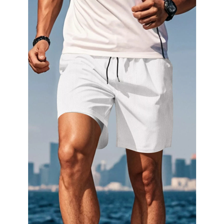 Men’s Drawstring Causal Shorts White / S Apparel and Accessories