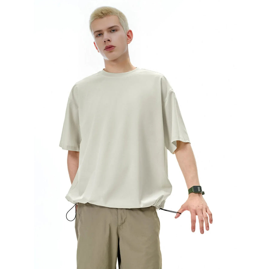 Men’s Drawstring Hem Quick-Dry T-Shirt Apricot / M Apparel and Accessories