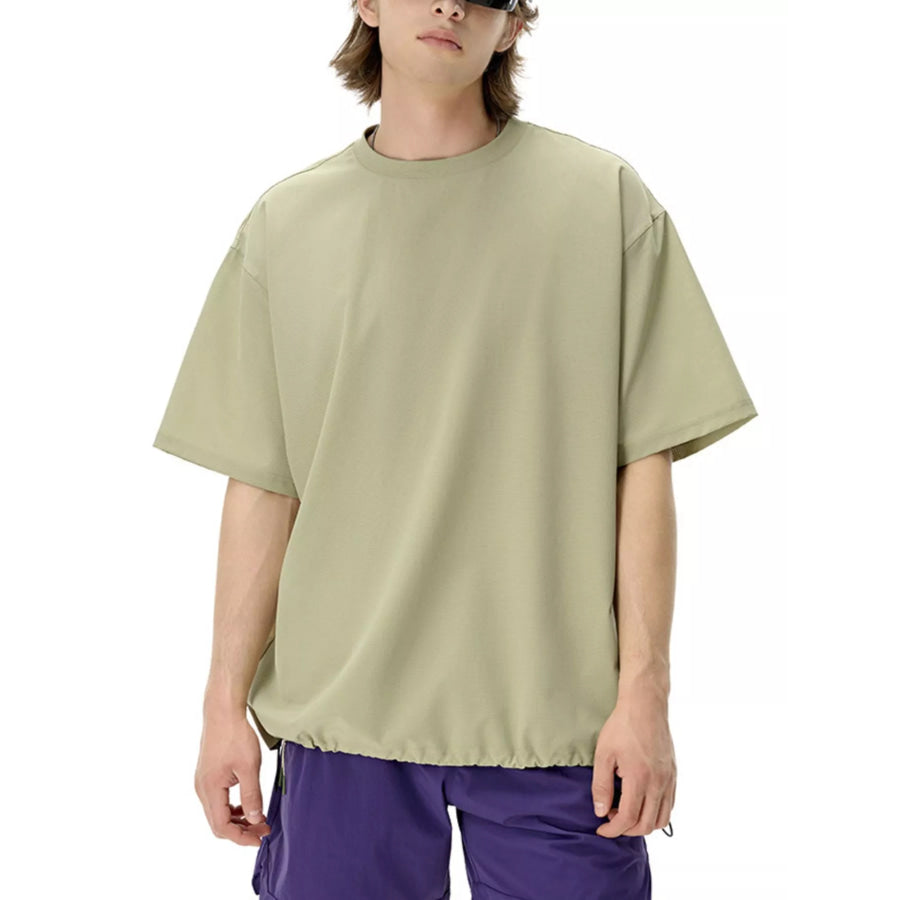 Men’s Drawstring Hem Quick-Dry T-Shirt Mustard Green / M Apparel and Accessories