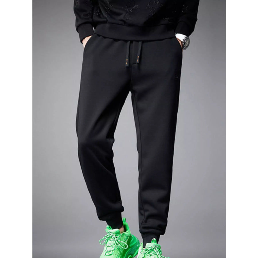 Men’s Drawstring Joggers with Pockets Black / 28 Apparel and Accessories