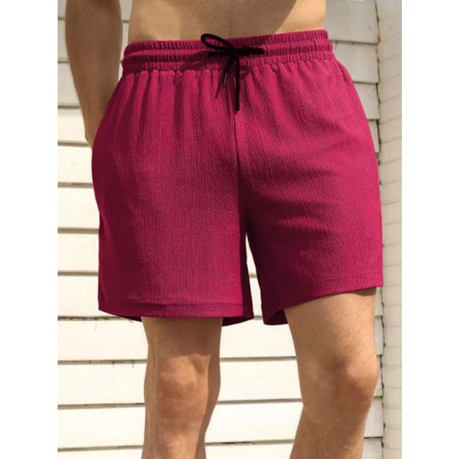 Men’s Drawstring Shorts with Pockets Burgundy / S Apparel and Accessories