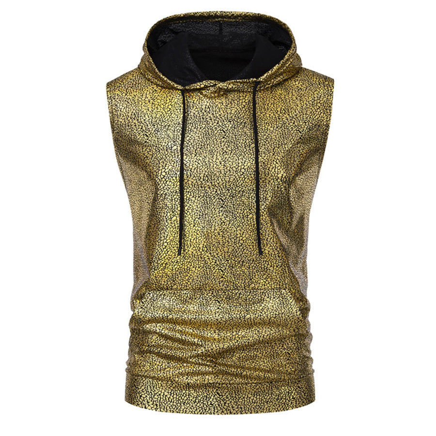 Men’s Drawstring Sleeveless Hooded Top Gold / S Apparel and Accessories