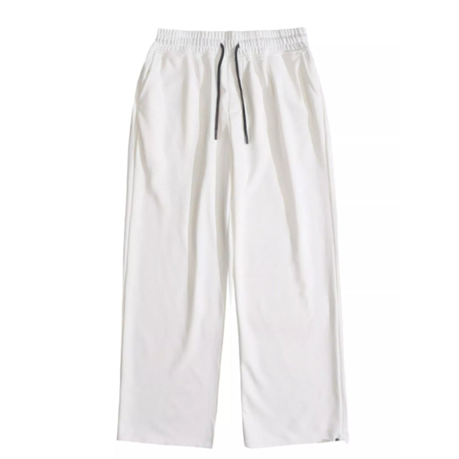 Men’s Drawstring Wide Leg Pants White / S Apparel and Accessories