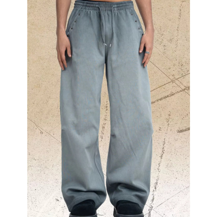 Men’s Drawstring Wide Leg Pants Dark Gray / M Apparel and Accessories