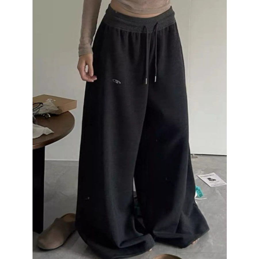 Men’s Drawstring Wide Leg Pants Dark Gray / S Apparel and Accessories