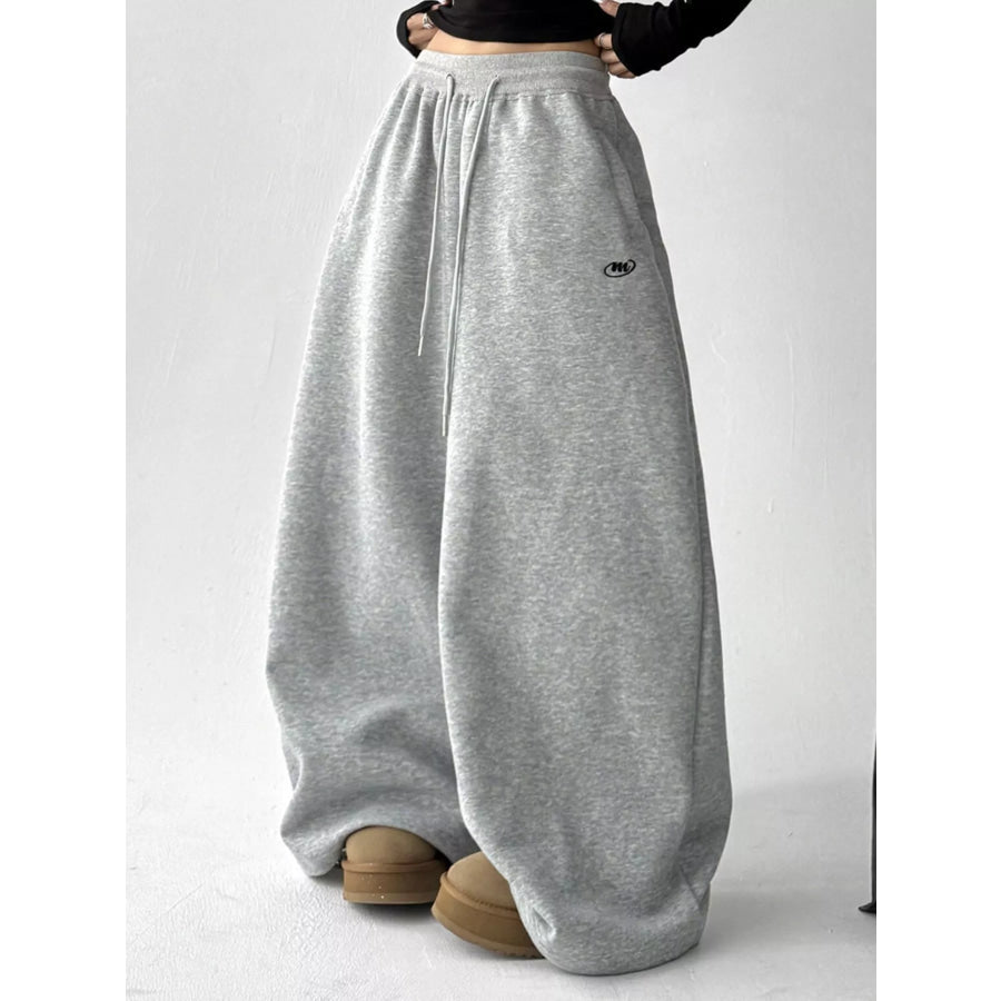 Men’s Drawstring Wide Leg Pants Gray / S Apparel and Accessories