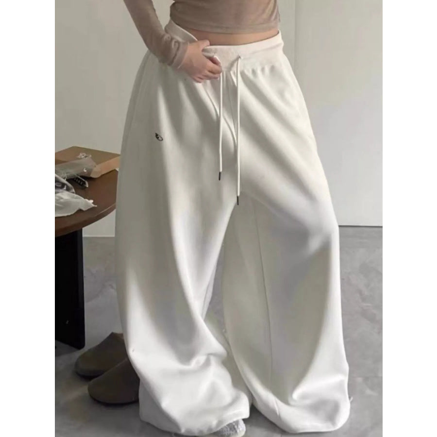 Men’s Drawstring Wide Leg Pants Gray/white / S Apparel and Accessories