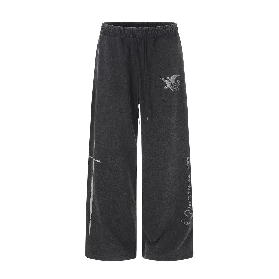 Men’s Drawstring Wide-Leg Sweatpants Black / S Apparel and Accessories
