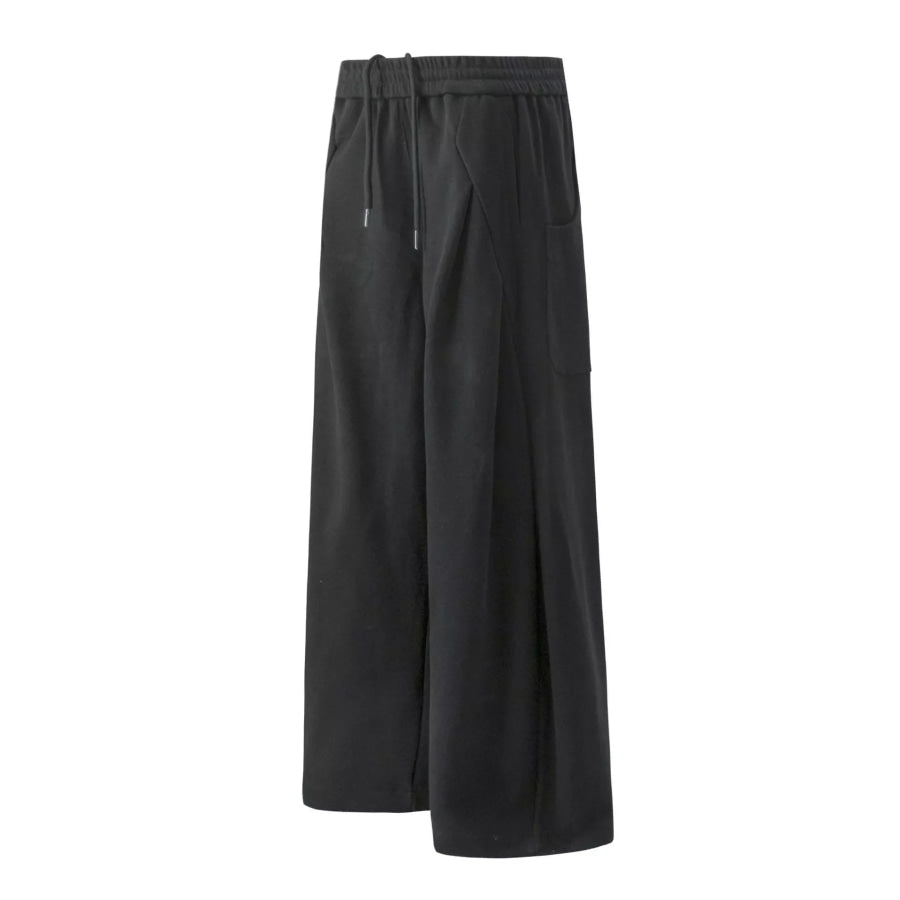 Men’s Drawstring Wide Leg Sweatpants Black / S Apparel and Accessories