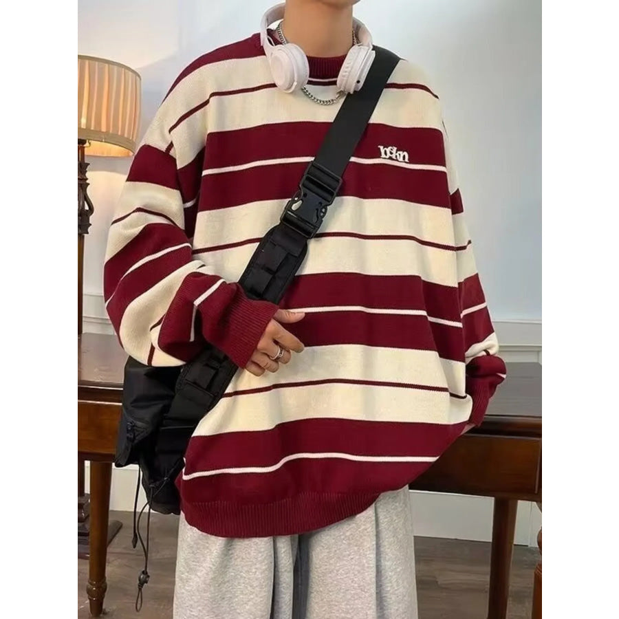 Men’s Dropped Shoulder Long Sleeve Sweater Burgundy / M Apparel and Accessories