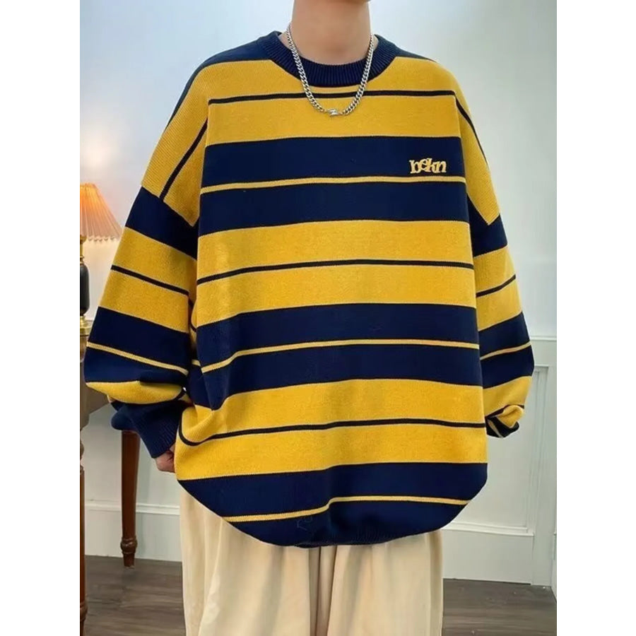 Men’s Dropped Shoulder Long Sleeve Sweater Gold / M Apparel and Accessories