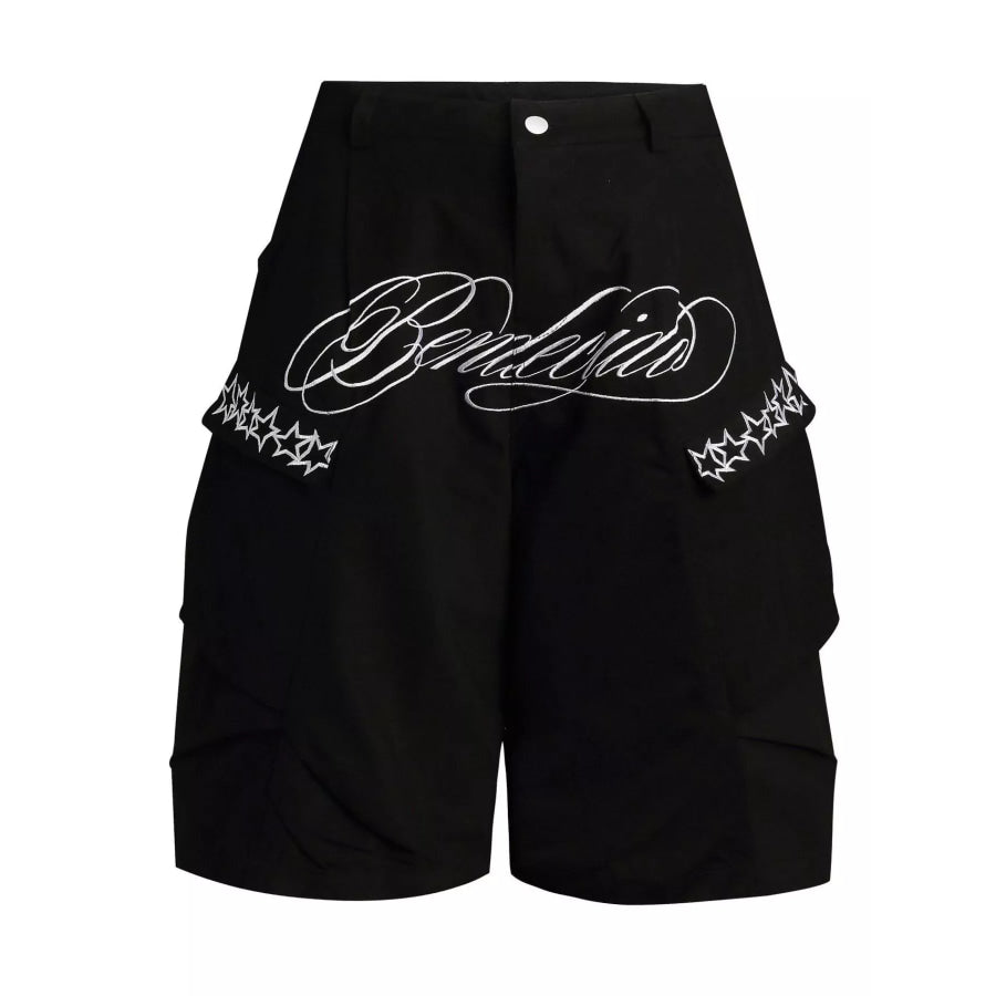 Men’s Embroidered Cargo Capris Black / M Apparel and Accessories