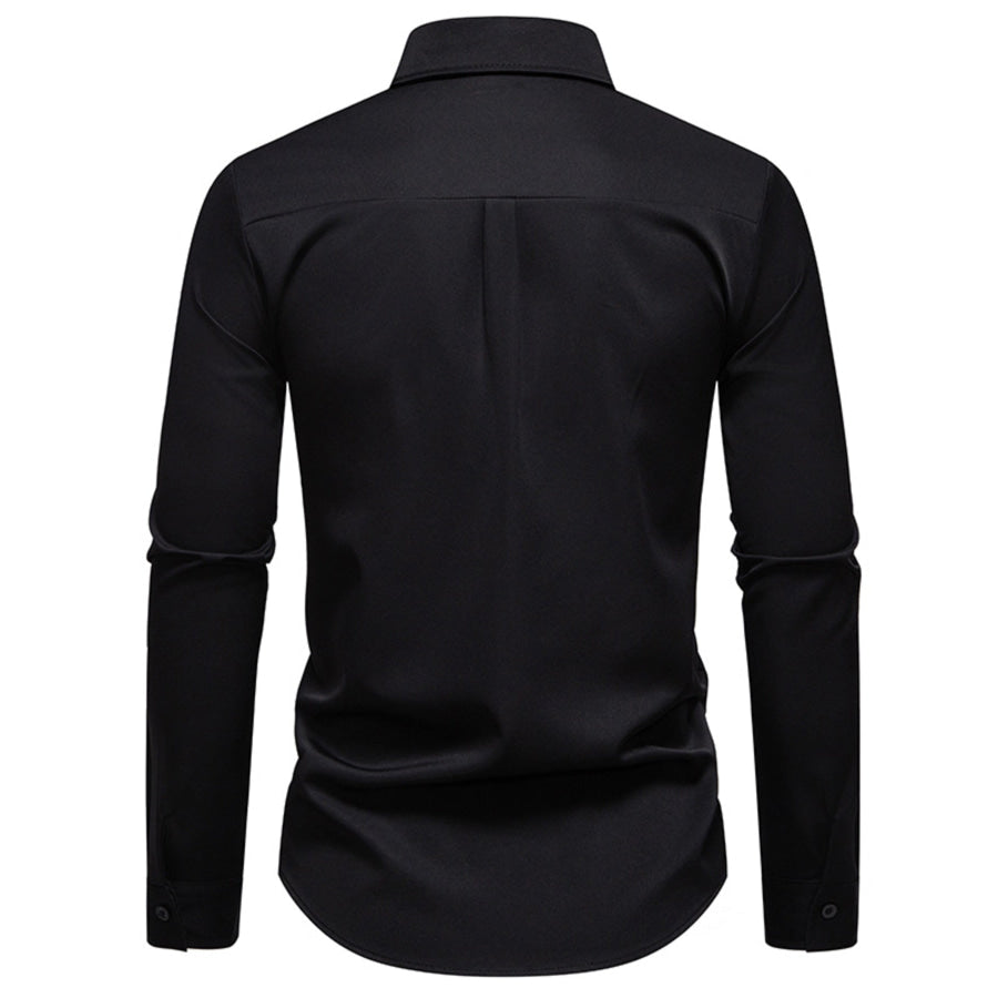 Men’s Embroidered Floral Long Sleeve Shirt Apparel and Accessories