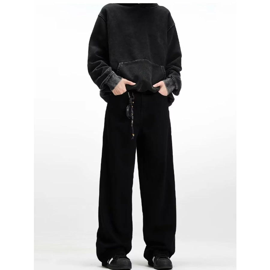 Men’s Embroidered Palm Tree Wide Leg Jeans Apparel and Accessories