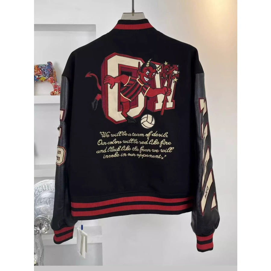 Men’s Embroidered Patches Snap Down Jacket Apparel and Accessories