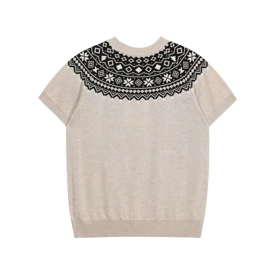 Men’s Fair Isle Pattern Short Sleeve Sweater Apparel and Accessories