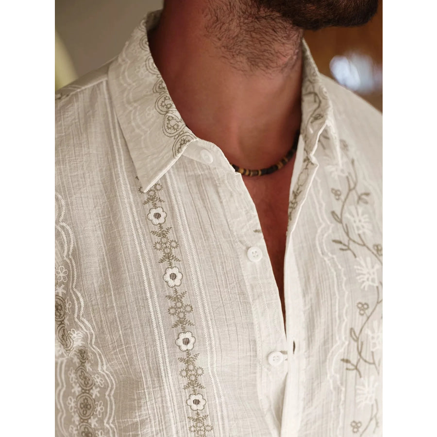 Men’s Flower Short Sleeve Shirt and Shorts Set Apparel and Accessories