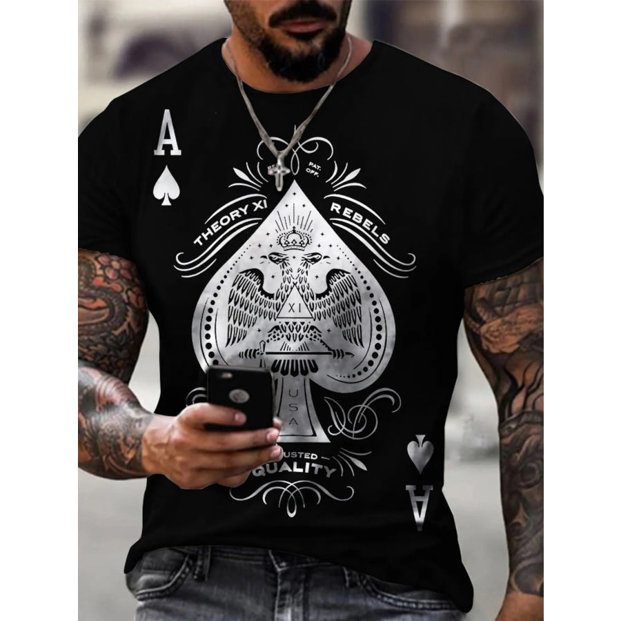 Men’s Full Size Ace of Spades Graphic Print T-Shirt Plus Size Black / S Apparel and Accessories