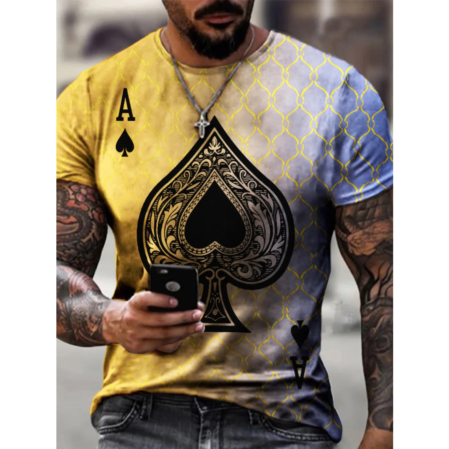 Men’s Full Size Ace of Spades Graphic Print T-Shirt Plus Size Gray / S Apparel and Accessories