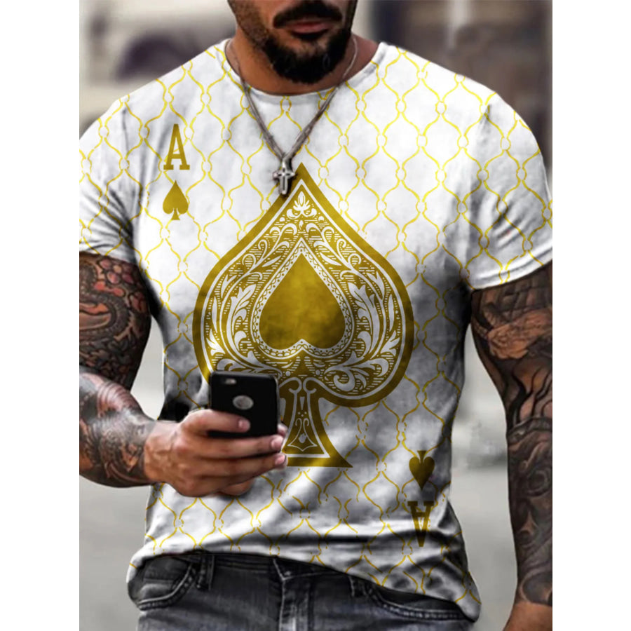 Men’s Full Size Ace of Spades Graphic Print T-Shirt Plus Size White / S Apparel and Accessories