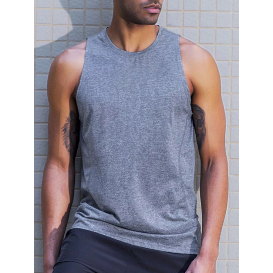 Men’s Full Size Breathable Athletic Tank Top Plus Size Gray / S Apparel and Accessories