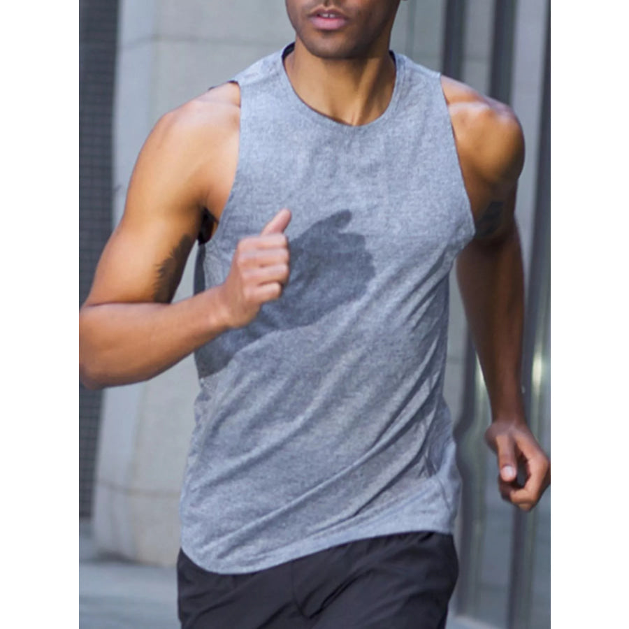 Men’s Full Size Breathable Athletic Tank Top Plus Size Gray / S Apparel and Accessories