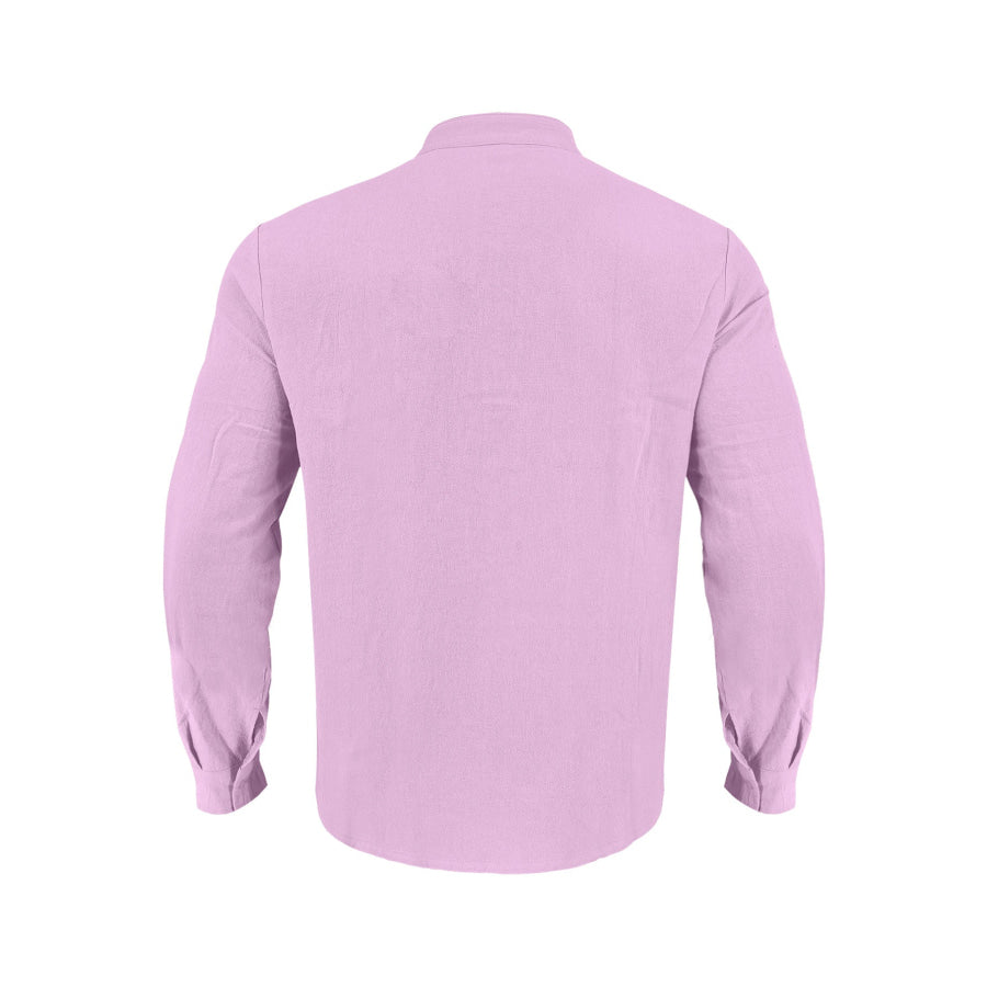 Men’s Full Size Button Detail Long Sleeve Shirt Plus Size Apparel and Accessories