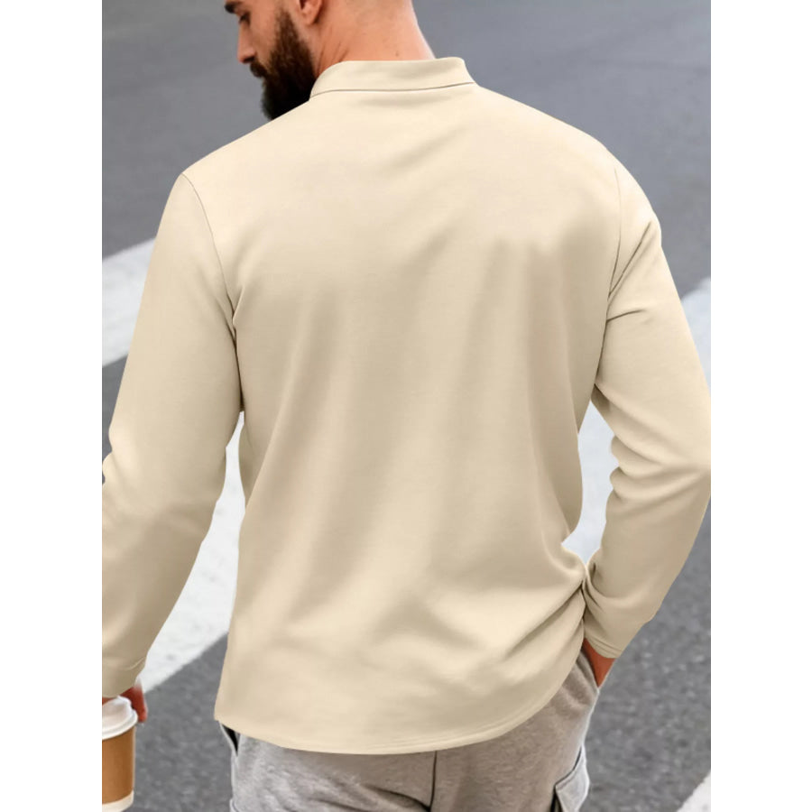 Men’s Full Size Button Detail Long Sleeve Shirt Plus Size Apparel and Accessories