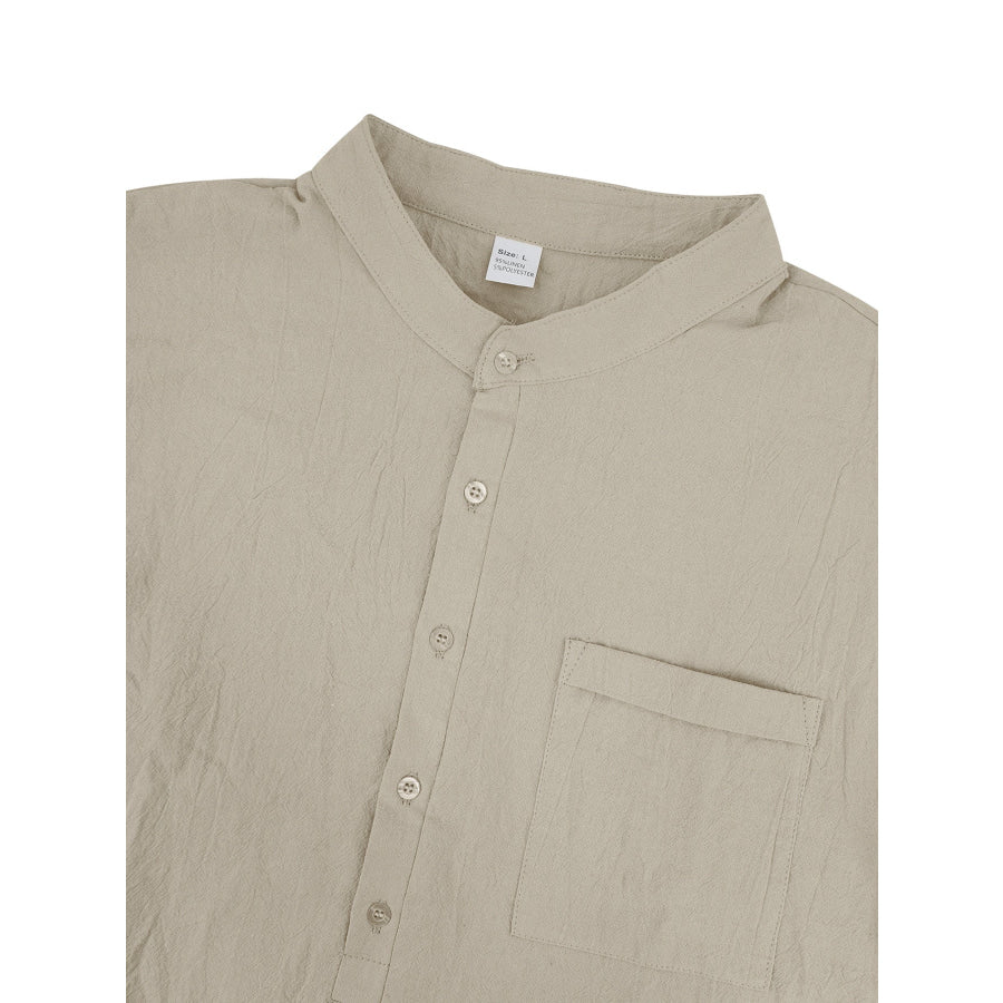Men’s Full Size Button Detail Long Sleeve Shirt Plus Size Apparel and Accessories