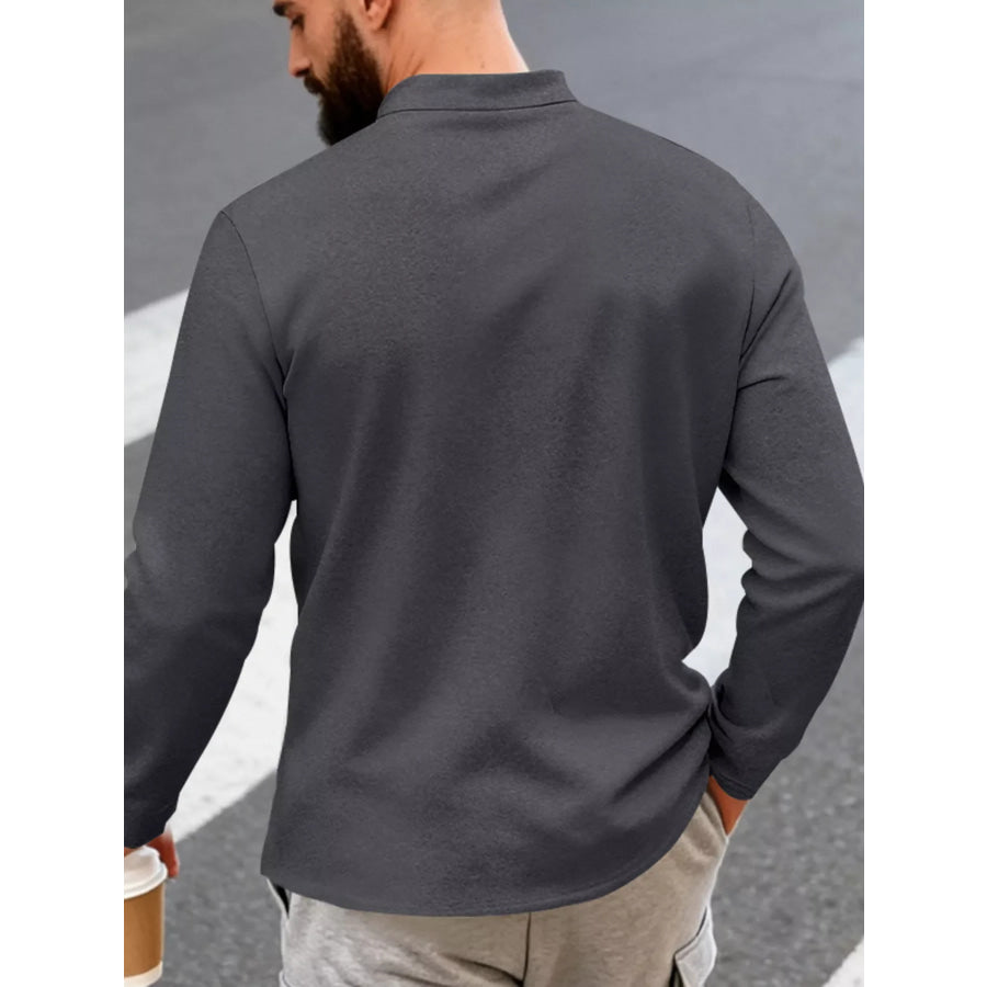 Men’s Full Size Button Detail Long Sleeve Shirt Plus Size Apparel and Accessories