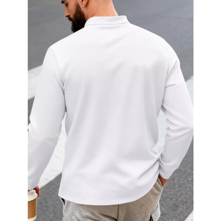 Men’s Full Size Button Detail Long Sleeve Shirt Plus Size Apparel and Accessories