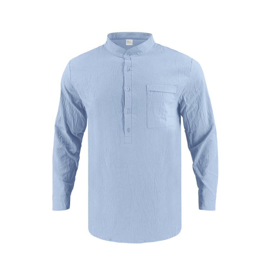 Men’s Full Size Button Detail Long Sleeve Shirt Plus Size Apparel and Accessories