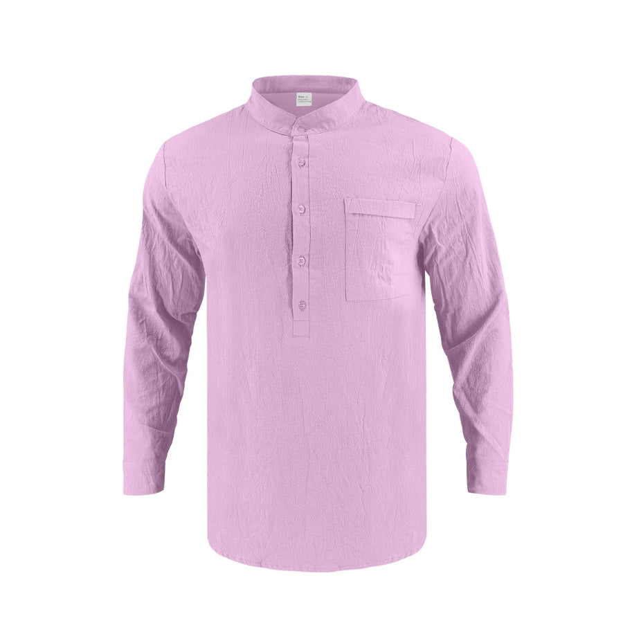 Men’s Full Size Button Detail Long Sleeve Shirt Plus Size Apparel and Accessories