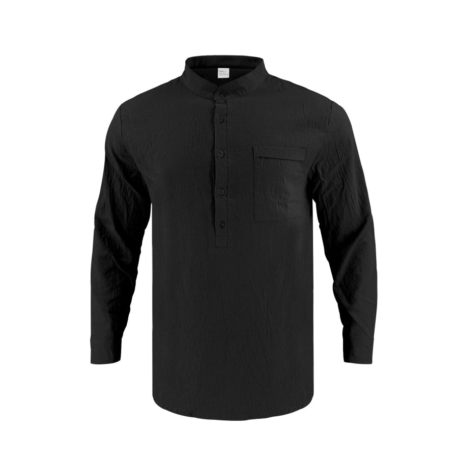 Men’s Full Size Button Detail Long Sleeve Shirt Plus Size Apparel and Accessories