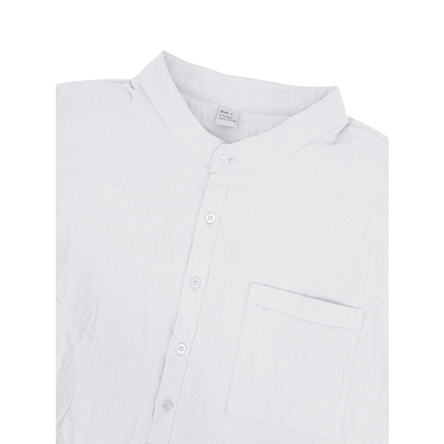 Men’s Full Size Button Detail Long Sleeve Shirt Plus Size Apparel and Accessories